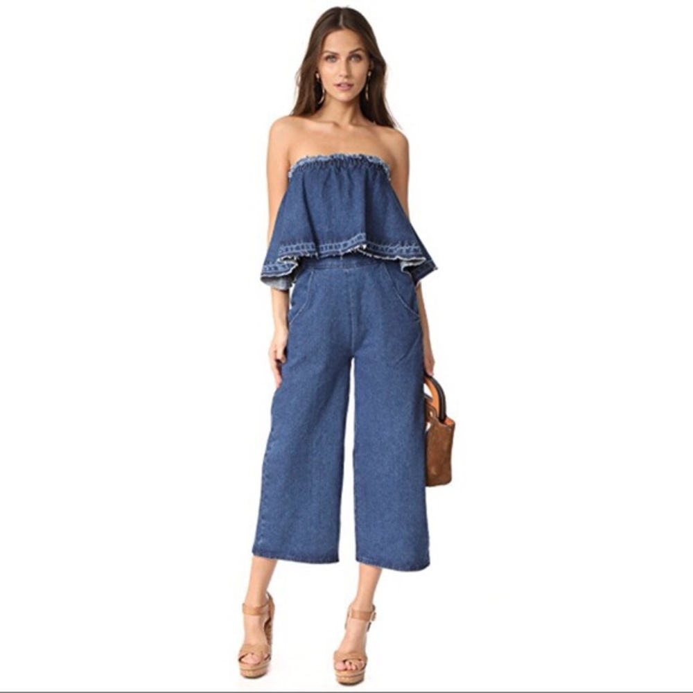 BNWT SMALL JOA DENIM STRAPLESS JUMPSUIT